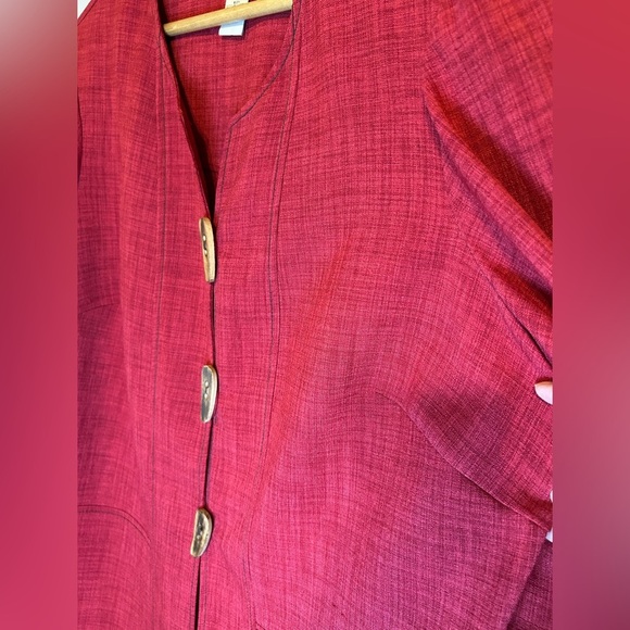NWOT Anna Maxwell Red Textured Jacket w/ Wooden Buttons Plus Size 16WP - Picture 11 of 16